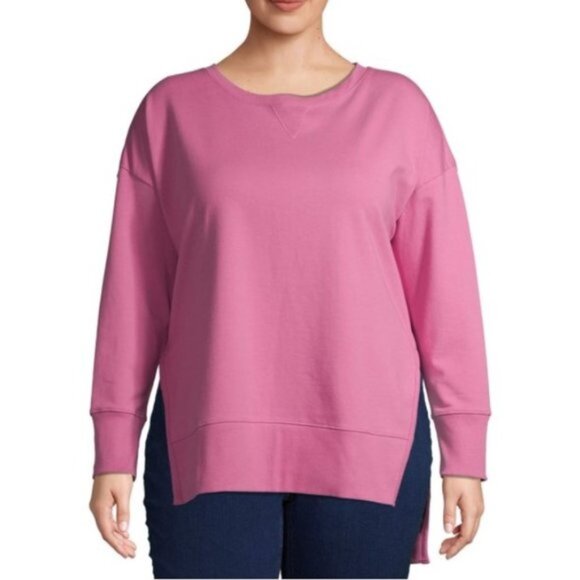 NEW!!! TERRA & SKY French Terry Sweatshirt Pink - 2X - Picture 1 of 8